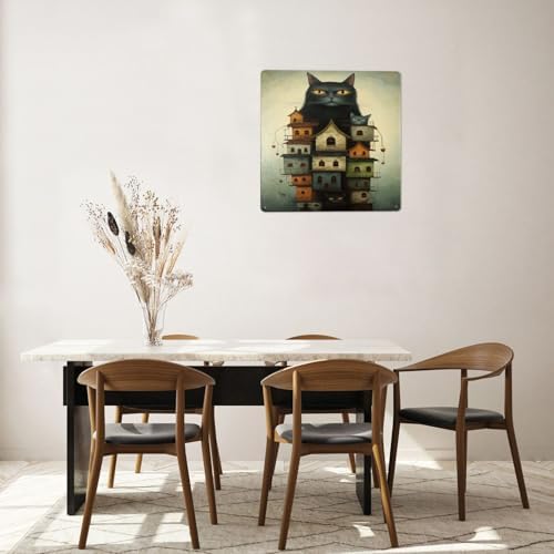 Mystic Feline Fortress Metal Wall Art Decor Sign