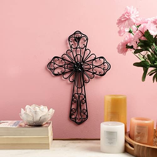 RELY Black Wall Cross 14x10 Inch Metal Decor 1