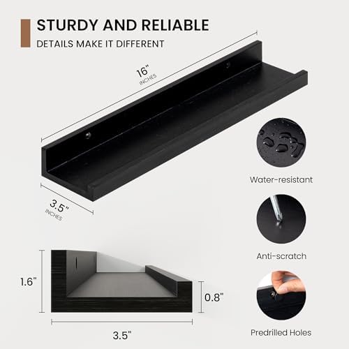 Fun Memories Picture Ledge Shelf Set of 4 Black