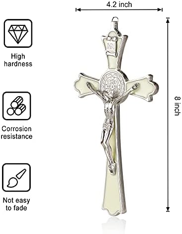 VINETEN Saint Benedict Enamel Wall Cross 8 Inch