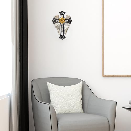 Angel Wings Cross with Flower - Decorative Wall Cross