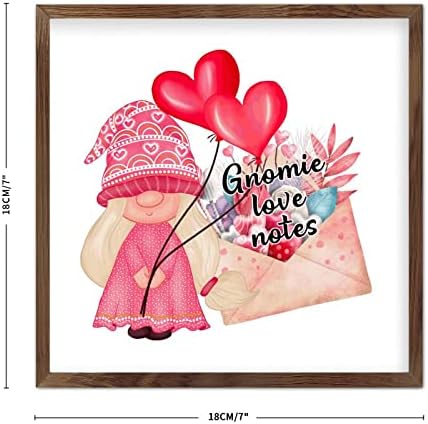 Wadcall Valentine Gnome Wall Decor 7x7 Inch Rustic Wooden Sign