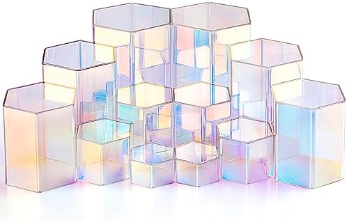Jetec 12 Pcs Acrylic Hexagonal Jewelry Display Risers