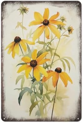 WUERD Black Eyed Susan Wall Art 8x12 Inch Metal Sign
