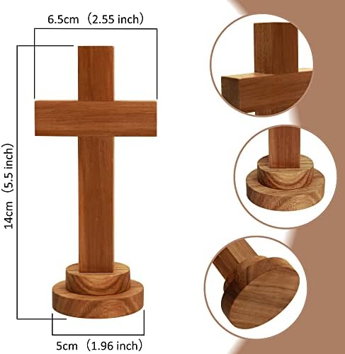 Attivolife Wood Cross Statue with Stand - Religious Christian Decor