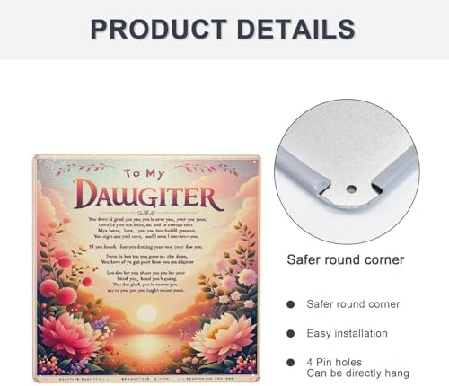 Floral Sunrise Metal Wall Art Sign for Daughters Room