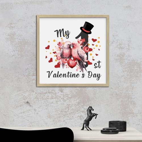 My 1st Valentines Day Birds Wall Decor Wood Sign