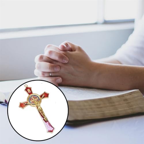 Saint Benedict Red Enamel Wall Cross Protection Decoration