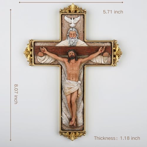 DevotedWalls Trinity Crucifix Wall Cross Hand-Crafted Catholic Art