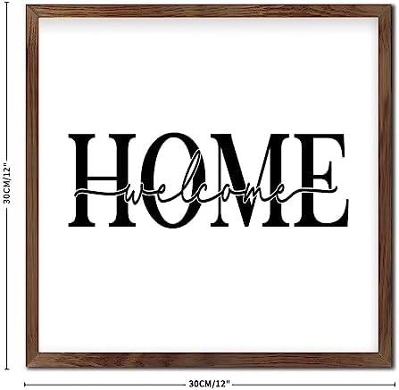 Farmhouse Wood Framed Welcome Home Sign 12x12in 1