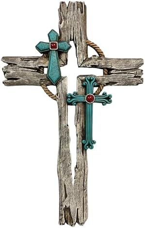 De Leon Collections 15 Inch Layered Turquoise Wall Cross