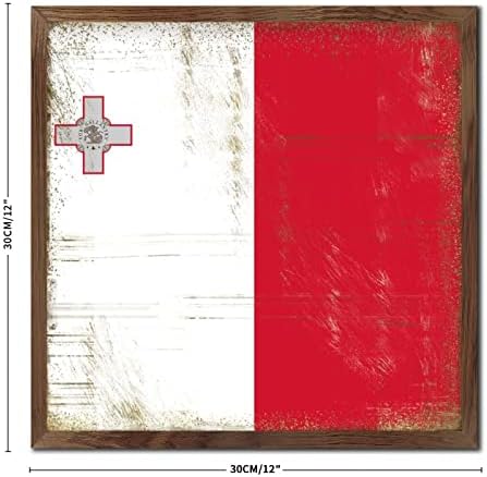 Malta Framed Wood Sign 12x12in Wall Decor