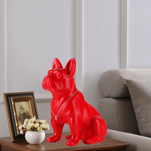 French Bulldog Metal Statue - 9in Red