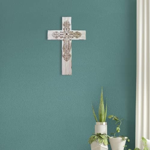 Comfy Hour Layered Wall Cross in White Wood