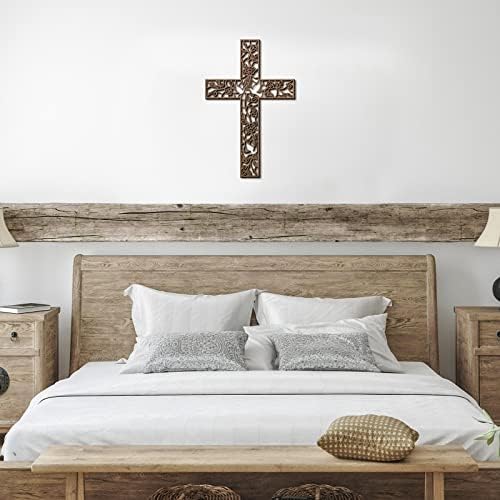 Yookeer Wall Hanging Wooden Cross Flower Decor