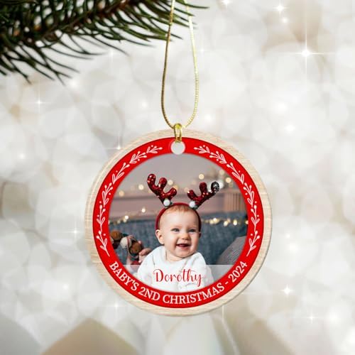 Personalized Babys 2nd Christmas Ceramic Ornament 2025
