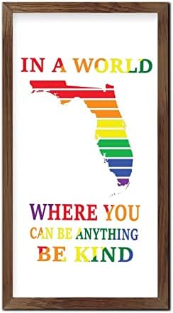 Rainbow Florida Map Wooden Wall Sign Farmhouse LGBTQ Decor