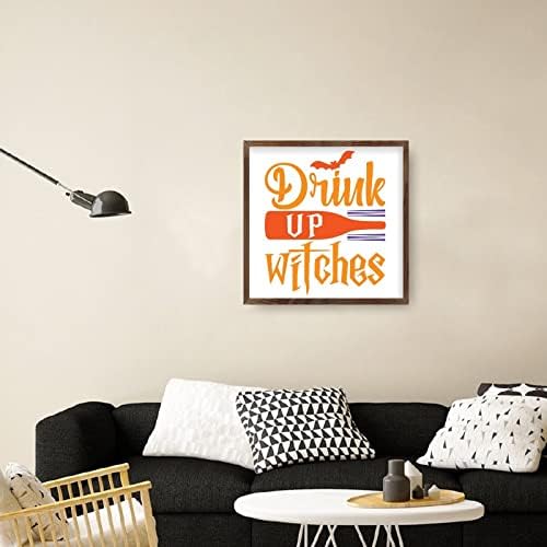 Drink Up Witch Wooden Plaque with Frame Happy Halloween Sign