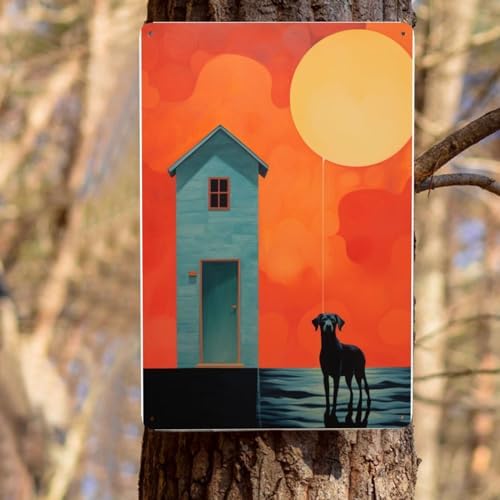 Solar Serenity Modern Dog House Wall Decor Tin Sign