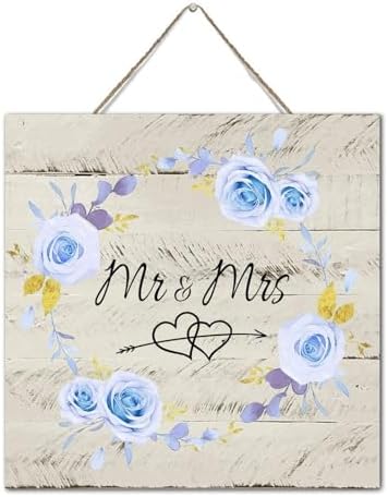 Autravelco MrMrs Wall Decor 12x12 Wood Sign