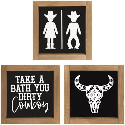Flangairy Western Cow Skull Decor Wall Art Signs