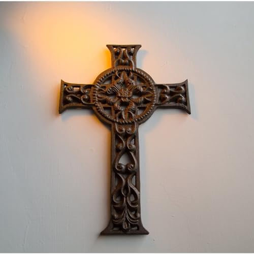 Juvale Dark Bronze Wrought Iron Celtic Cross Wall Decor