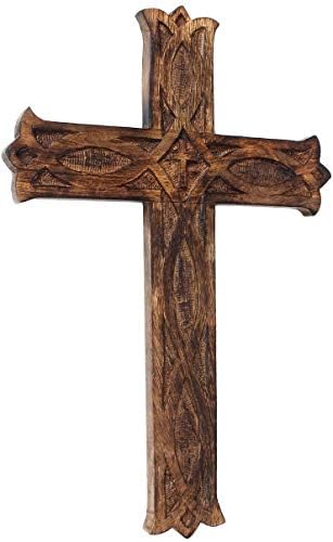 IBLAY Wooden Religious Catholic Wall Cross 18x12 Inches Decor