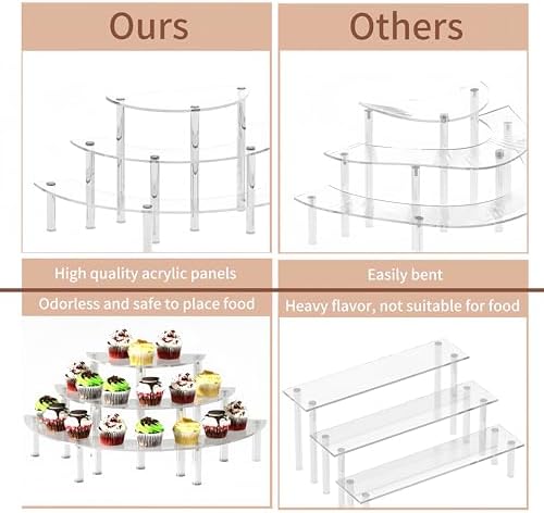 2 Pack 3 Tier Acrylic Display Risers for Cupcakes Perfume and Collections