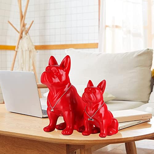 French Bulldog Metal Statue - 9in Red