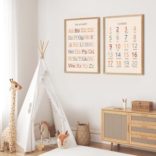 Cute Alphabet Numbers Framed Wall Art Set of 2 1