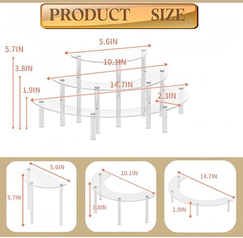 2 Pack 3 Tier Acrylic Display Risers for Cupcakes Perfume and Collections