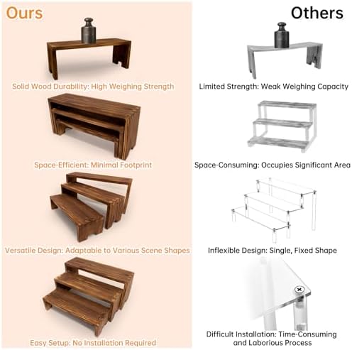 6-Piece Wood Display Risers Set for Home Dcor