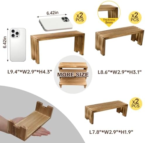 Yikaroeli 6 Piece 3 Tier Wooden Display Riser Stand