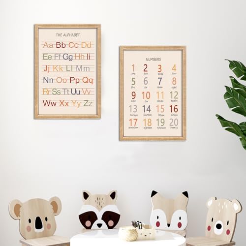 Cute Alphabet Numbers Framed Wall Art Set of 2 1