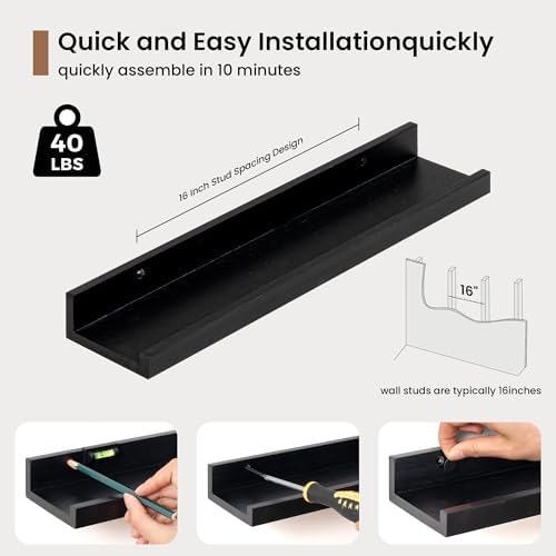 Fun Memories Picture Ledge Shelf Set of 4 Black