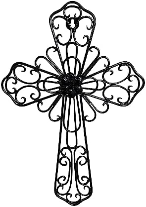 RELY Black Wall Cross 14x10 Inch Metal Decor 1