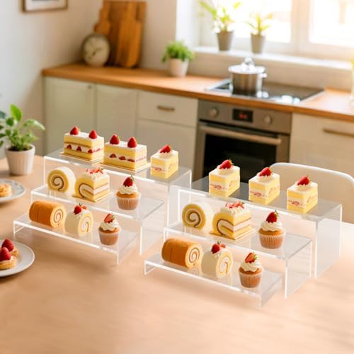 Blaithom Acrylic Display Risers 6pcs Set 12 Inch Clear Stackable Shelves