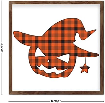 COCOKEN Halloween Pumpkin Yellow Plaid Wall Art Decor