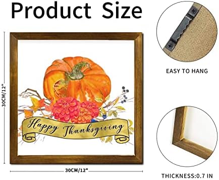 Happy Thanksgiving Framed Wood Wall Sign 12x12 Inch