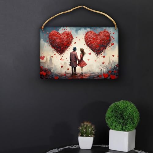 Urban Love Oasis Floating Hearts Wooden Wall Art 8x12 Inch