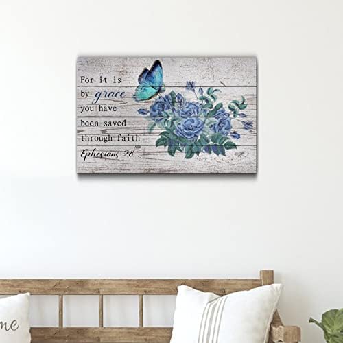 Blue Flower Wall Hanging Wood Plaque 12x16in