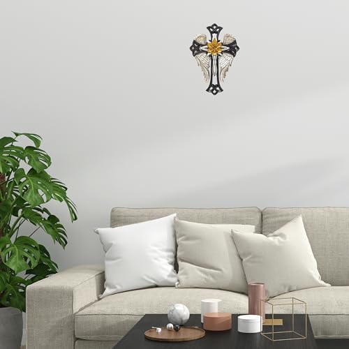 Angel Wings Cross with Flower - Decorative Wall Cross