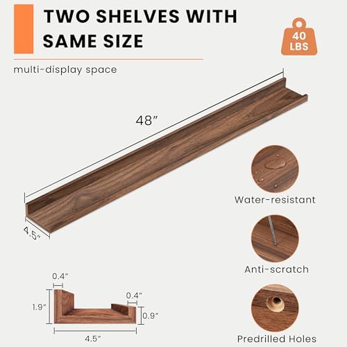 Heimlove Floating Shelf Set of 2 48 Inch WallMounted Picture Ledge