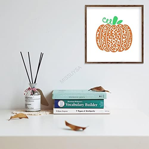 Cheetah Print Pumpkin Wood Frame Wall Decor 7x7