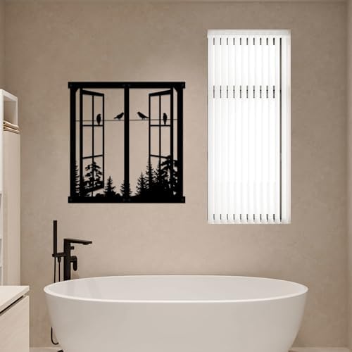 Resama Black Metal Wall Decor with Birds and Windows