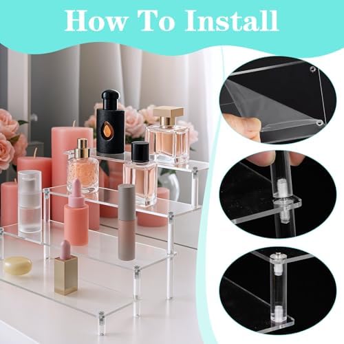 2 Pack 4 Tier Acrylic Display Risers for Organizing and Showcasing