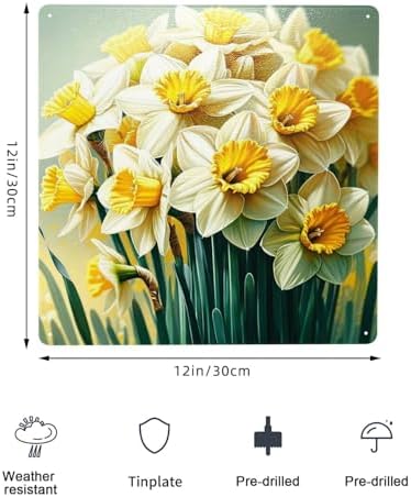 Retro Daffodils Metal Tin Sign Wall Art