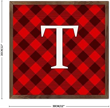 Wadcall Rustic Wall Art Initial Letter T Wooden Plaque Sign 12x12 Inch