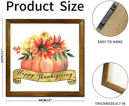 Happy Thanksgiving Wood Framed Sign 12x12 Inch