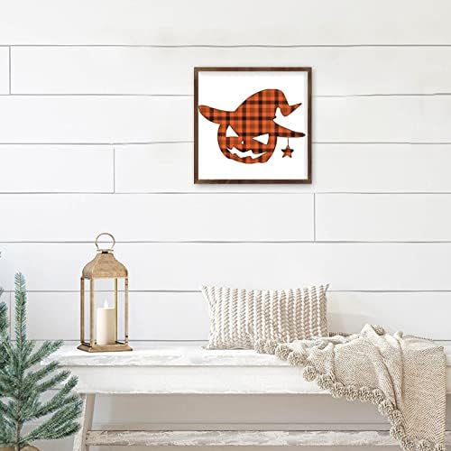 COCOKEN Halloween Pumpkin Yellow Plaid Wall Art Decor